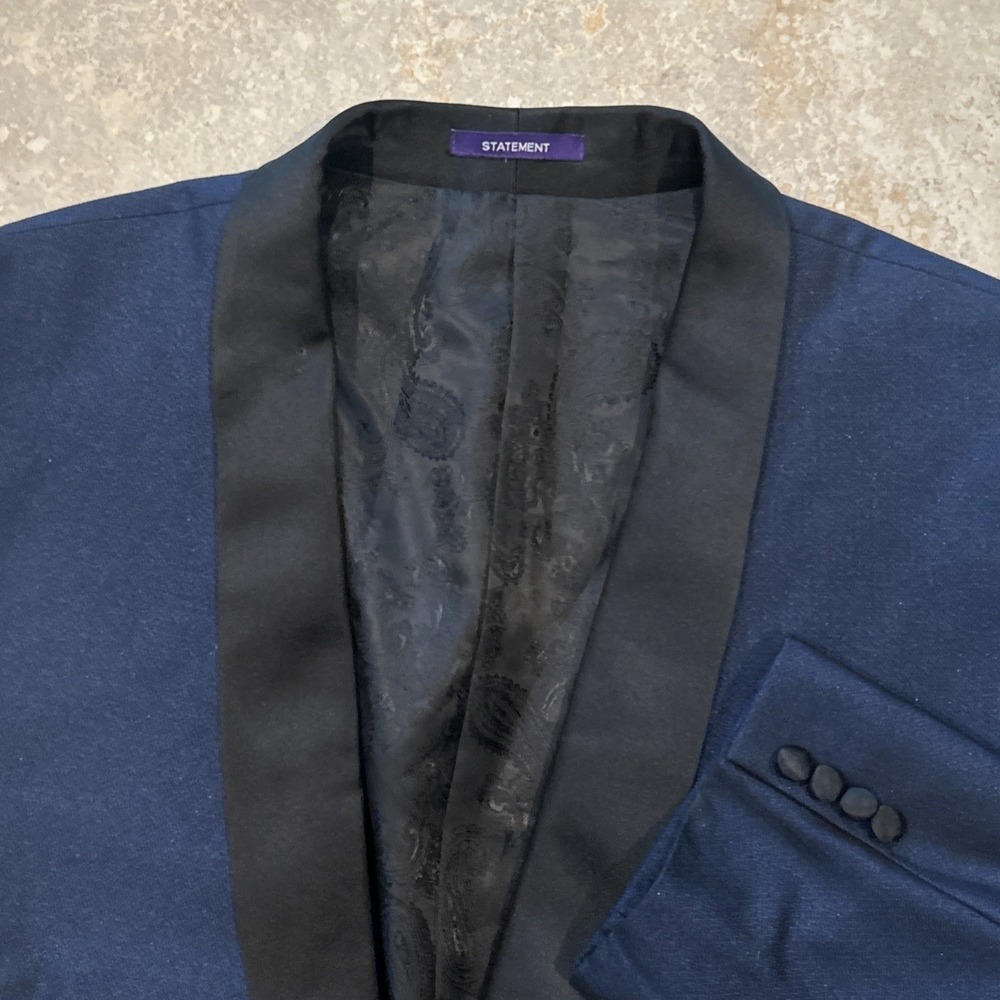 Statement Tuxedo Jacket Mens 54R Navy Blue Shawl Lapel Super 150s Wool Blazer
